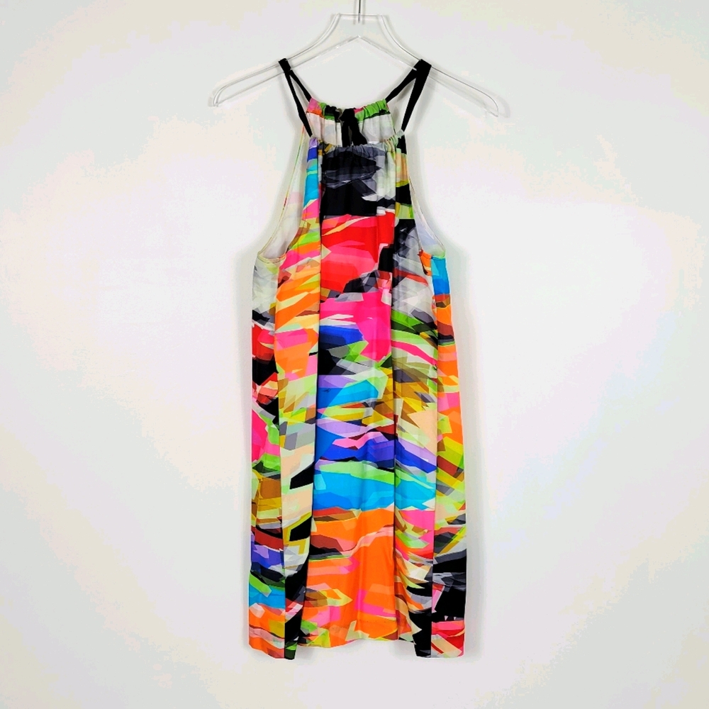 Trina Turk Multi Silk Printed Halter Neck Dress - Picture 2 of 13